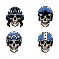 skull with helmet vector illustration