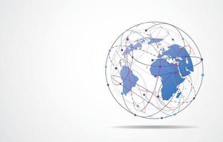 conexión de red global. composición de puntos y líneas del mapa mundial