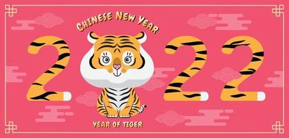 año nuevo chino, 2022, año del tigre, personaje de dibujos vector