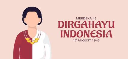 Diseño de banner de paisaje del día de la independencia de Indonesia. vector