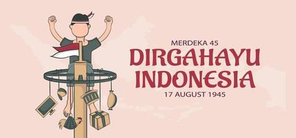 Plantilla de concepto de banner de día de la independencia de Indonesia. vector