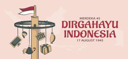 Plantilla de concepto de banner de día de la independencia de Indonesia. vector
