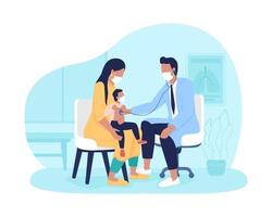 Mom and toddler appointment to doctor 2D vector isolated illustration