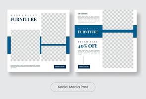 Minimal furniture social media post banner template set vector