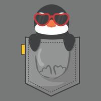 Penguin in my pocket Flat Style Design
