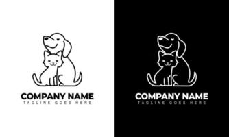 vector de un perro y gato diseño de logotipo animales ilustración gráfica