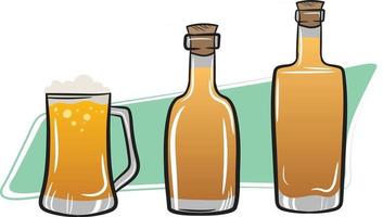 Rum tequila and beer. Drinks in Bottles vector