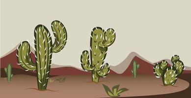 Wild West Texas Desert Scene with Cactus