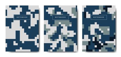 cuaderno con tapa de camuflaje de píxeles militares y militares vector