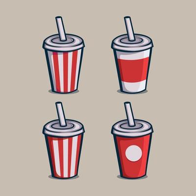set of soft drink paper cups Icon isolated Vector illustration