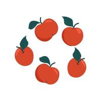 Red ripe apples set vector illustration in flat style Isolate