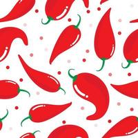 Seamless pattern red chilli pepper isolated on white background vector