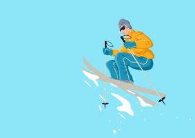 Cartoon illustration of a man playing ski vector