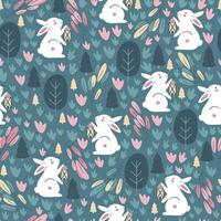 Happy Easter Seamless pattern with rabbit. Vecto vector