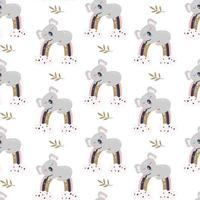 Seamless pattern with cute koala on a white background. Vector