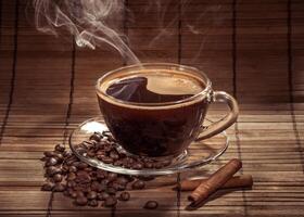 Steaming cup of coffee photo