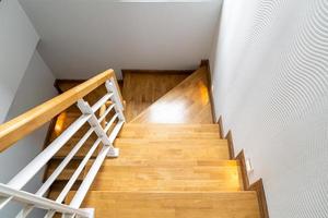 Beautiful wood stairs step at home photo