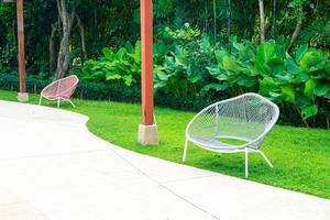 Empty bench decoration in garden park photo