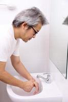 Hand Washing in Washbasin photo