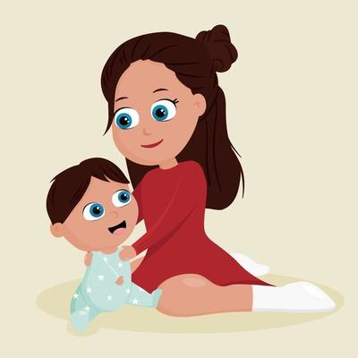 Cute cartoon illustration of a mother and baby. 2993582 Vector Art at Vecteezy Cute cartoon illustration of a mother and baby. 2993582 Vector Art at Vecteezy