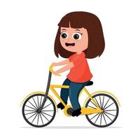 niño de dibujos animados lindo montando bicicleta vector