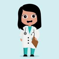 A cute cartoon nurse with stethoscope vector