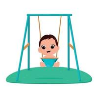 Cute cartoon baby on a swing vector