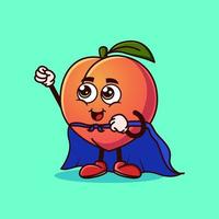 Cute Peach fruit character with Super hero costume and try to fly. vector