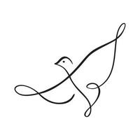 Continuous one line drawing bird vector