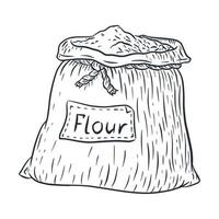 Line Art Sack with Flour Illustration