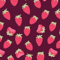 Seamless pattern of fresh strawberries. Vector cartoon background.