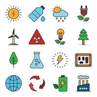 Ecology colored line icons vector