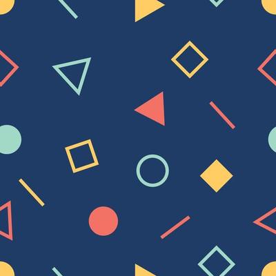 Seamless colored background pattern, various geometric shapes - Vector