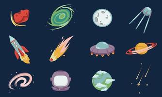 Collection of space objects vector