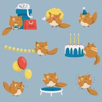 Funny cat with different party attributes vector