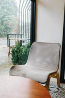 Empty chair in coffee shop and cafe restaurant photo