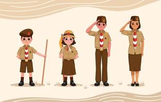 Pramuka Boyscout Characters Concept vector