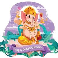 Happy Ganesh Chaturthi With Lord Ganesh Concept vector