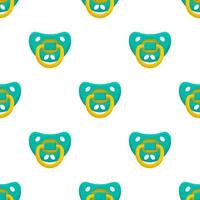 Illustration on theme seamless pattern baby pacifiers vector