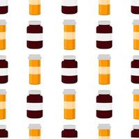 big colored set different types of pills inside close jar vector