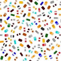 big colored set different types of pills inside close jar vector