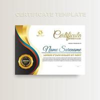 diseño de plantilla de certificado de color degradado moderno con color dorado vector