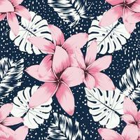 Seamless pattern pink Frangipani flowers abstract background. vector