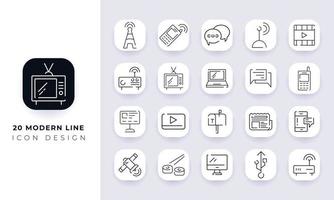 Line art incomplete modern line icon pack. vector