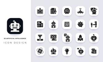 Minimal flat artificial intelligence icon pack. vector