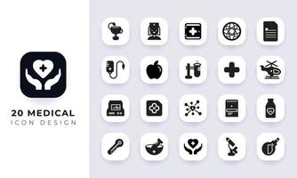 Minimal flat medical icon pack. vector