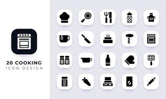 Minimal flat cooking icon pack. vector