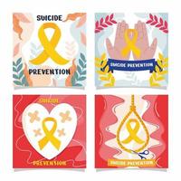 conjunto de tarjetas de prevención del suicidio vector