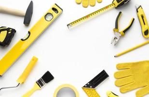 Yellow tools frame with copy space. High quality beautiful photo concept