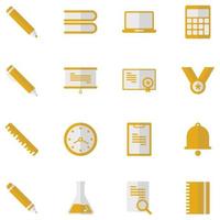 School Icon Set in Filled Color vector